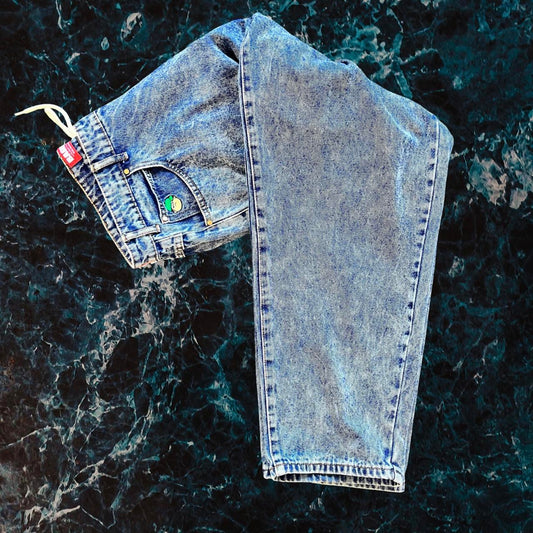 ◼️ Buttergoods Acid-wash Dark Stonewashed Baggy ‘Baggiest’ Jeans Lightweight Cotton Denim