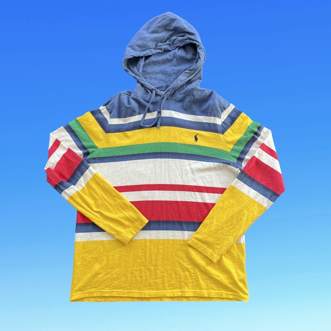 ◼️ Vintage Polo Ralph Lauren Striped Hoodie T Shirt