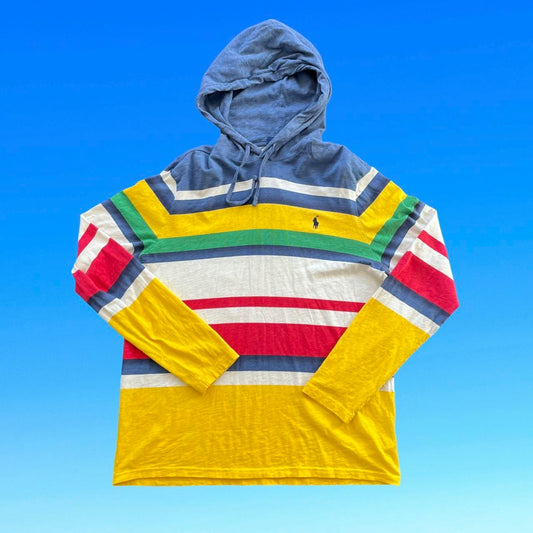 ◼️ Vintage Polo Ralph Lauren Striped Hoodie T Shirt
