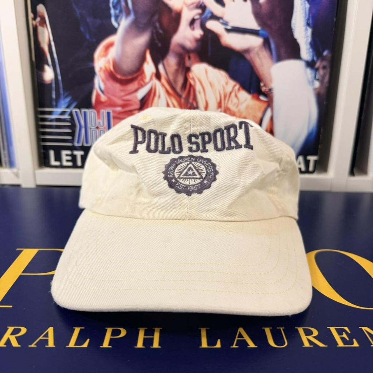 ◼️ Vintage Polo Sport Ralph Lauren Stonewashed Denim Spellout Strapback Cap