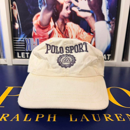 ◼️ Vintage Polo Sport Ralph Lauren Stonewashed Denim Spellout Strapback Cap