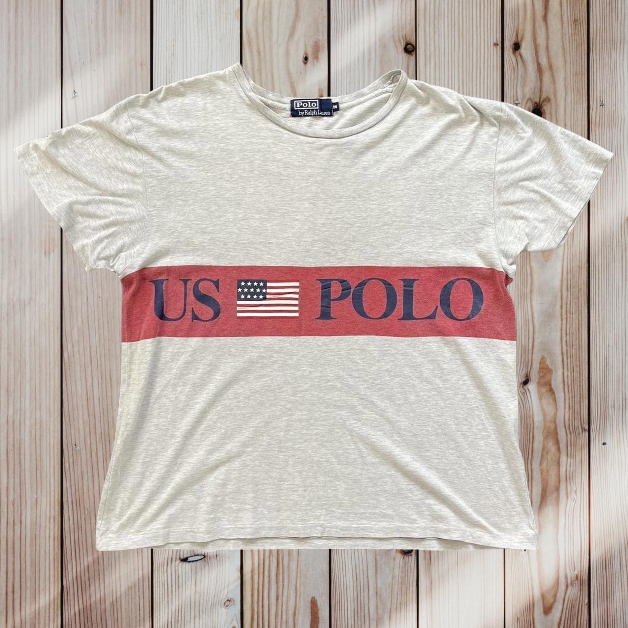 ◼️ Vintage Polo Ralph Lauren US Flag Polo T Shirt 90s