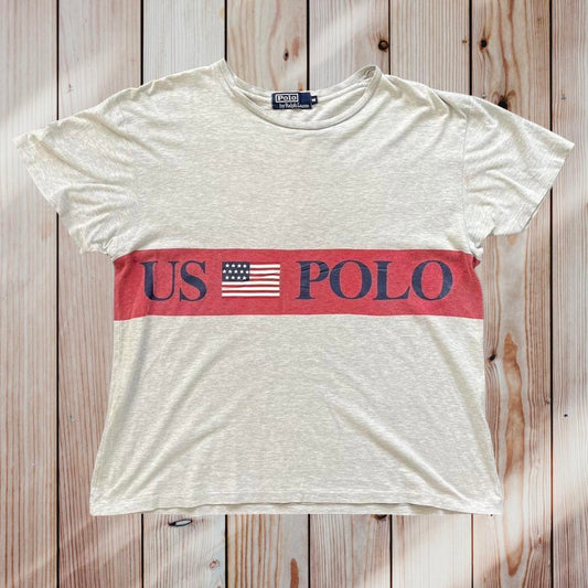 ◼️ Vintage Polo Ralph Lauren US Flag Polo T Shirt 90s