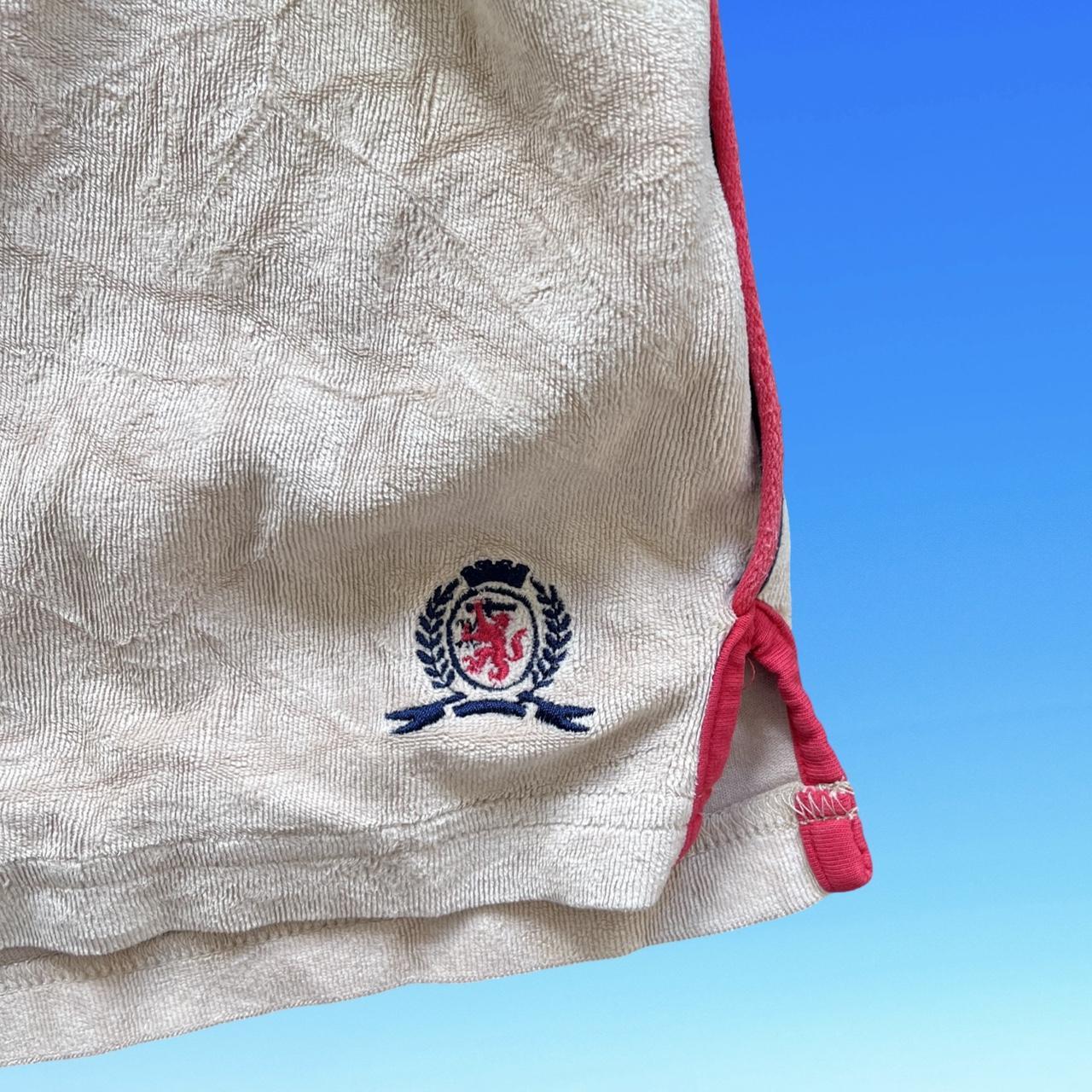 ◼️ Vintage Tommy Hilfiger Velour Shorts Cream With Red Stripe