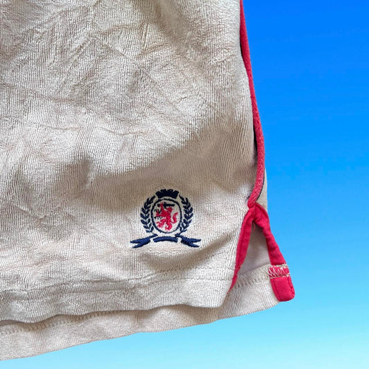 ◼️ Vintage Tommy Hilfiger Velour Shorts Cream With Red Stripe