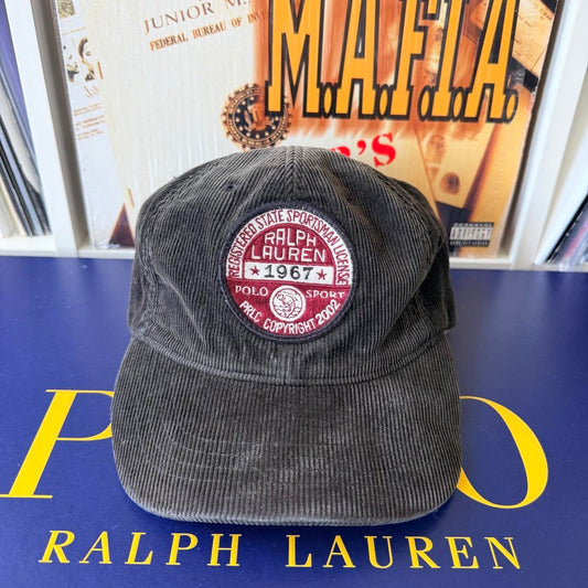◼️ Vintage Polo Sporstman Ralph Lauren Spellout Corduroy Strap Back Cap