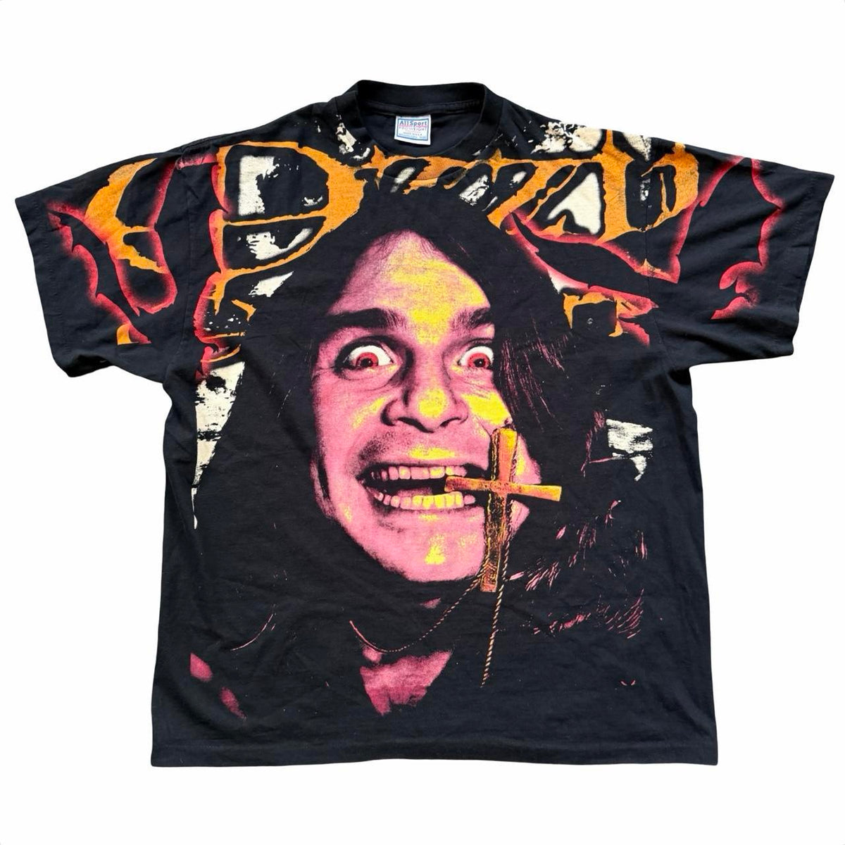 ◼️ Vintage Rare Ozzy Osbourne Mosquitohead Rock Band Music T Shirt Tee AOP Black Sabbath