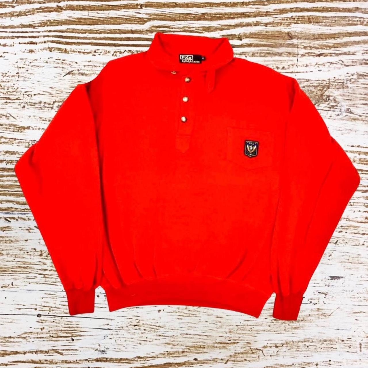 ◼️ Vintage Polo Ralph Lauren Classic Uni Crest Logo Quarter Button Sweater Sweatshirt Jumper Pullove