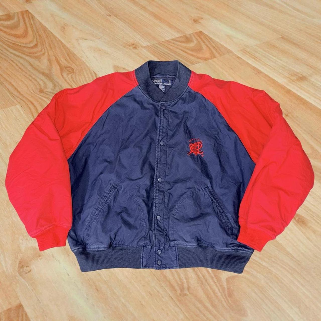 ◼️ Vintage Polo Ralph Lauren Scribble Two Tone Bomber Varsity Letterman College Jacket