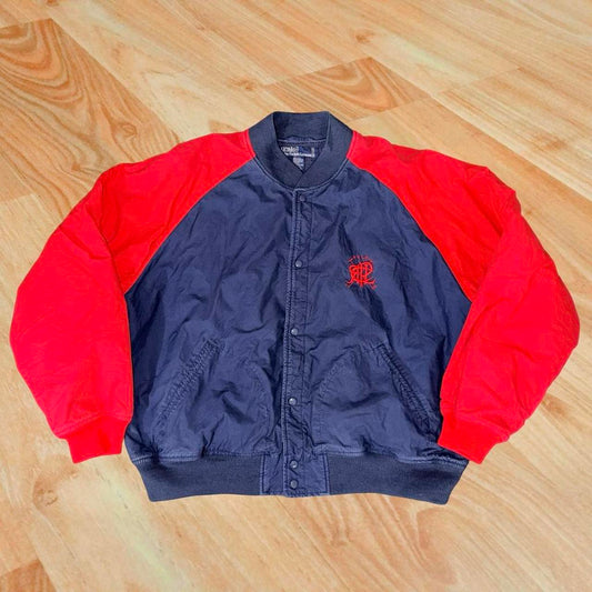 ◼️ Vintage Polo Ralph Lauren Scribble Two Tone Bomber Varsity Letterman College Jacket