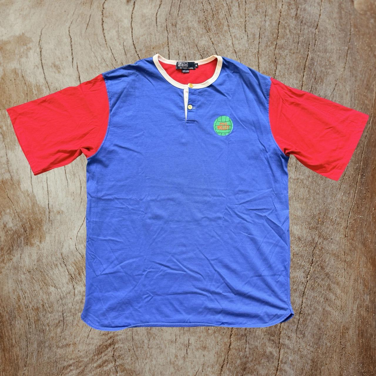 ◼️ Vintage Polo Volleyball Ralph Lauren Henley Spell Out T Shirt Tee