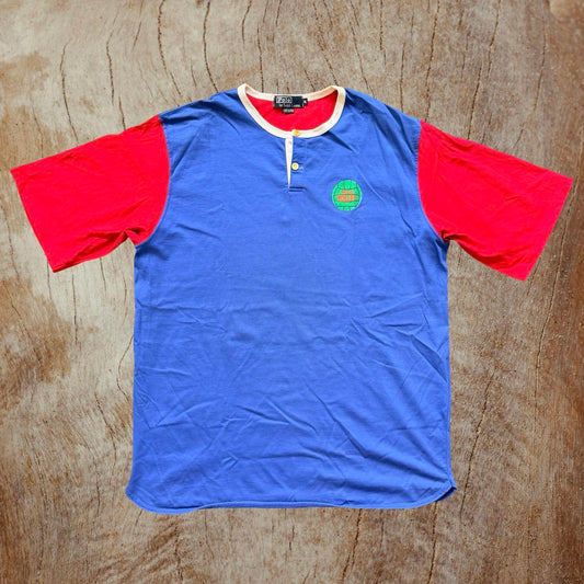 ◼️ Vintage Polo Volleyball Ralph Lauren Henley Spell Out T Shirt Tee