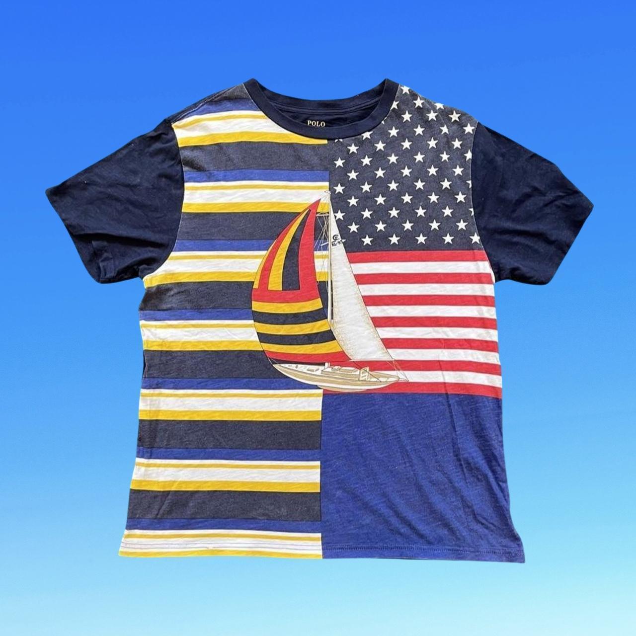 ◼️ Rare Polo Ralph Lauren Sailing Flags Colourblock T Shirt Sailing Nautical 90s Regatta Riviera