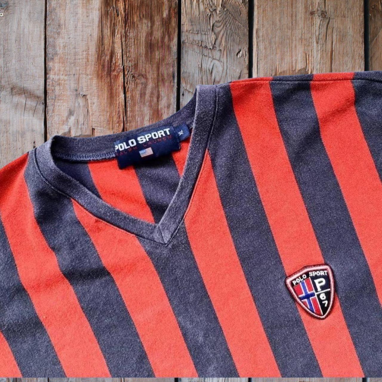 ◼️ Vintage Ralph Lauren Polo Sport Police Badge Striped Jersey Shirt