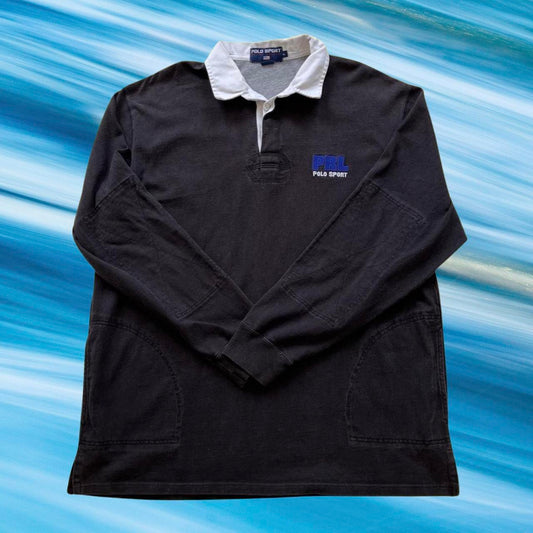 ◼️ Vintage Polo Sport Ralph Lauren PRL Mini Logo Shirt Sweater With Pockets 90s