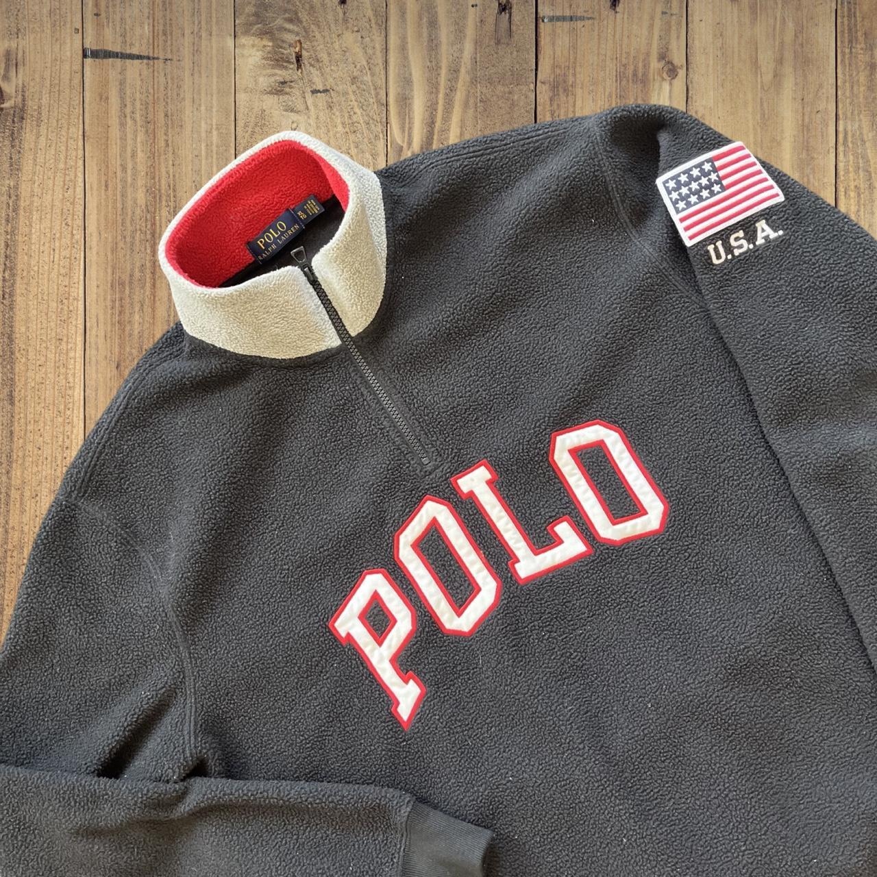 ◼️ Polo Ralph Lauren Spellout USA Patch Quarter Zip Fleece