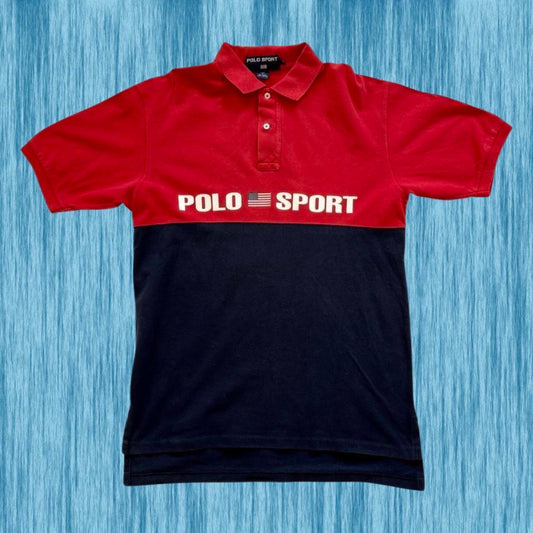 ◼️ Vintage Polo Sport Ralph Lauren Spellout Shirt Colourblock 90s