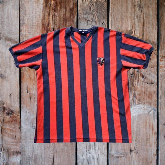 ◼️ Vintage Ralph Lauren Polo Sport Police Badge Striped Jersey Shirt