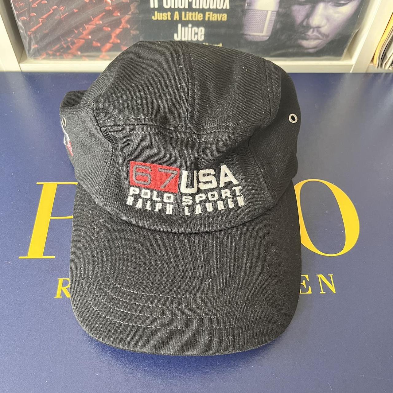 ◼️ Vintage Polo Sport RL67 Ralph Lauren Embroidered Spellout Stretchy Fitted Cap