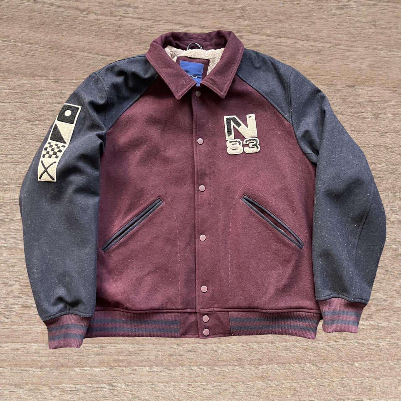 Nautica Varsity Fleece Lined Suede Jacket