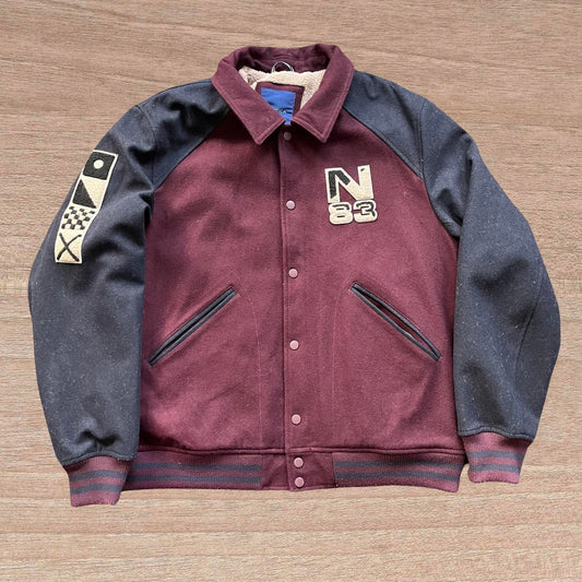 Nautica Varsity Fleece Lined Suede Jacket