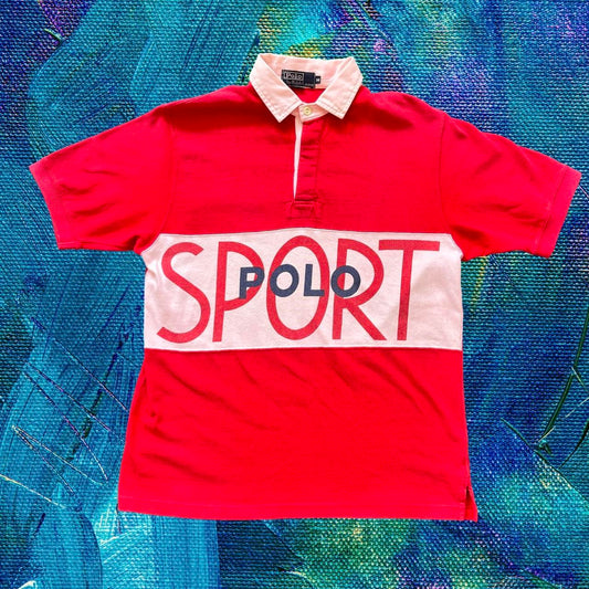 ◼️ Vintage OG Rare Polo Sport Ralph Lauren Spellout Polo Shirt Spring 91 90s