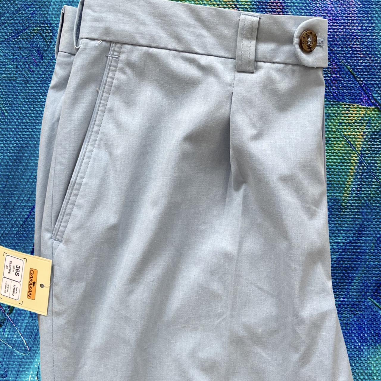 ◼️ New With Tags Vintage Oakman Great Quality Chino Trousers Slacks Bluey Grey